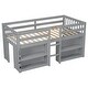 preview thumbnail 8 of 7, Grey Twin Wood Low Loft Bed with Shelves & LED Light