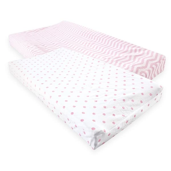 slide 1 of 1, Luvable Friends Baby Girl Fitted Changing Pad Cover, Pink Chevron Dot, One Size - Pink Chevron Dot Cotton - Pink Chevron Dot