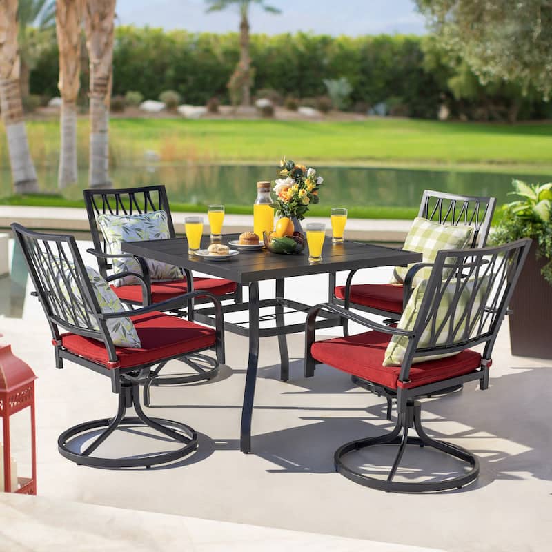 Nuu Garden Outdoor 5-piece Dining Set with Swivel Chairs and Cushions