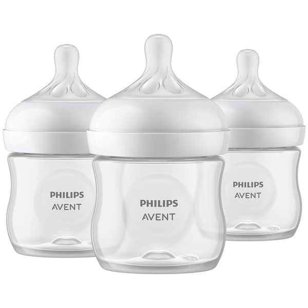 slide 2 of 5, Natural Baby Bottle With Natural Response Nipple 4 oz 3 Pack in Clear Plastic