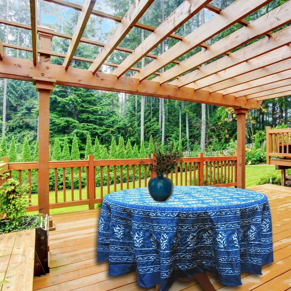 Regal Block Print Cotton Dabu Floral Tablecloth Collection