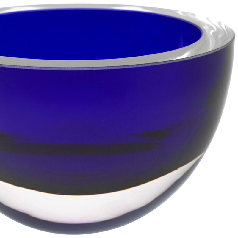 HomeRoots 6" Mouth Blown European Made Lead Free Cobalt Crystal Bowl