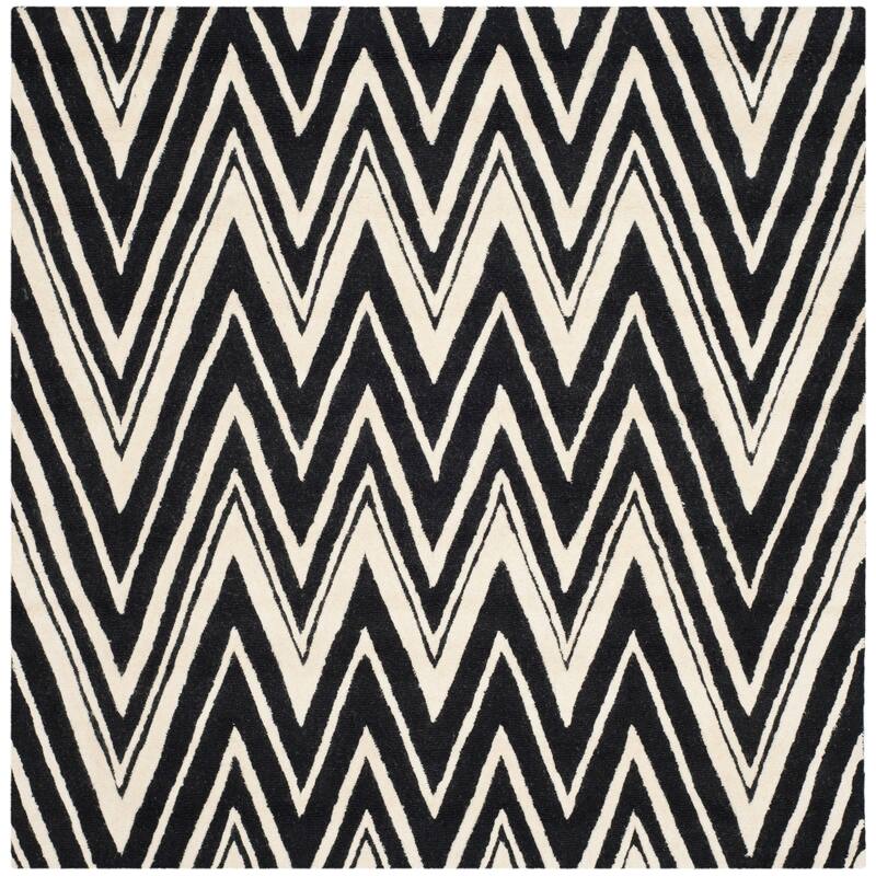 SAFAVIEH Handmade Cambridge Fumiko Modern Moroccan Wool Rug - 6' Square - Black/Ivory