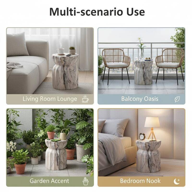 Christopher Knight Home - Modern Outdoor Lightweight Concrete Accent Side Table with Fluted Sculptural Hourglass Design