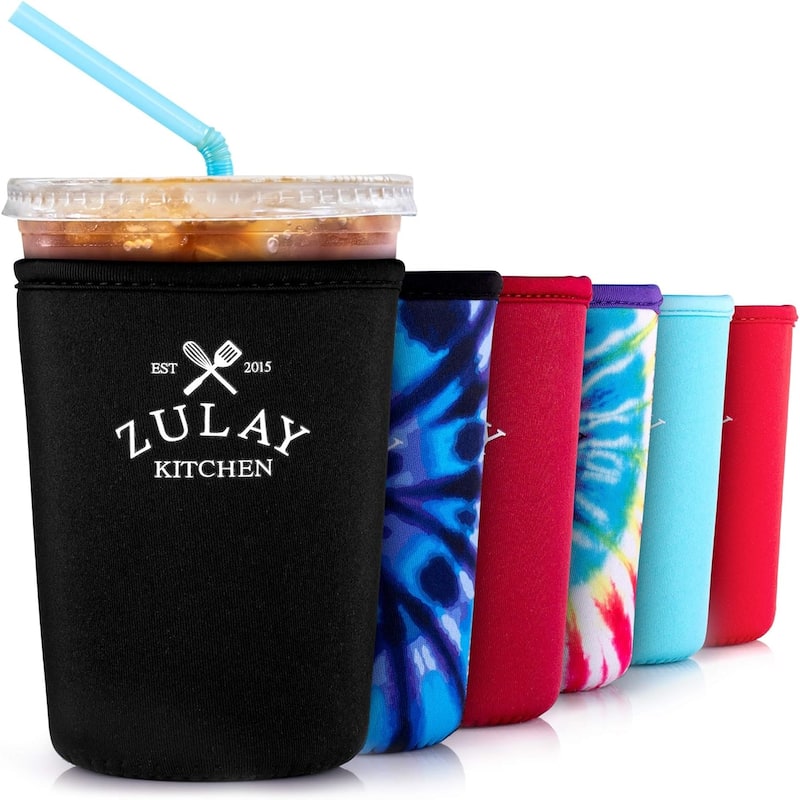 Zulay Kitchen Reusable Iced Coffee Sleeve (22oz to 24oz) - Black