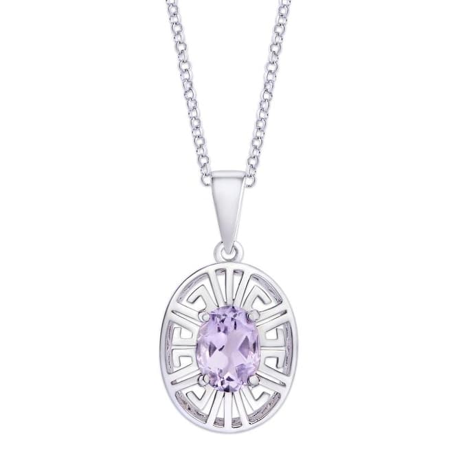 Victoria Townsend .925 Sterling Silver Greek Key Oval Amethyst Pendant.