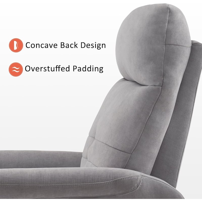 MCombo Modern Fabric Power Recliner, Electric Swivel Glider Rocker Recliner Chair for Nursery with USB Ports, Side Pockets 7763