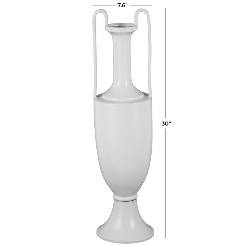 Ceramic Fluted Urn Shaped Vase with Arch Handles - Black or White - Roche River Decor