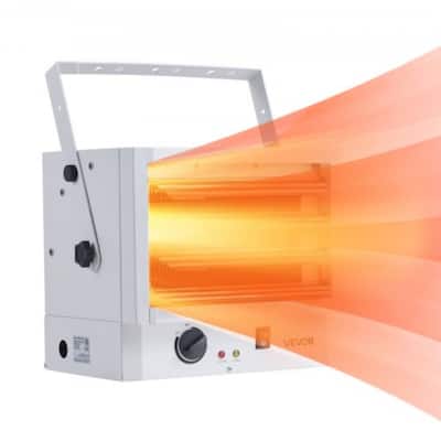 White 5000W Electric Garage Heater Wall/Ceiling Mount Overheat Safe - 16.1 x 12.6 x 12.6 in