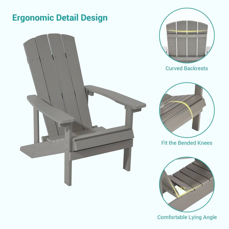 Bonosuki Patio Faux Wood Adirondack Chair Weather Resistant-Set of 2