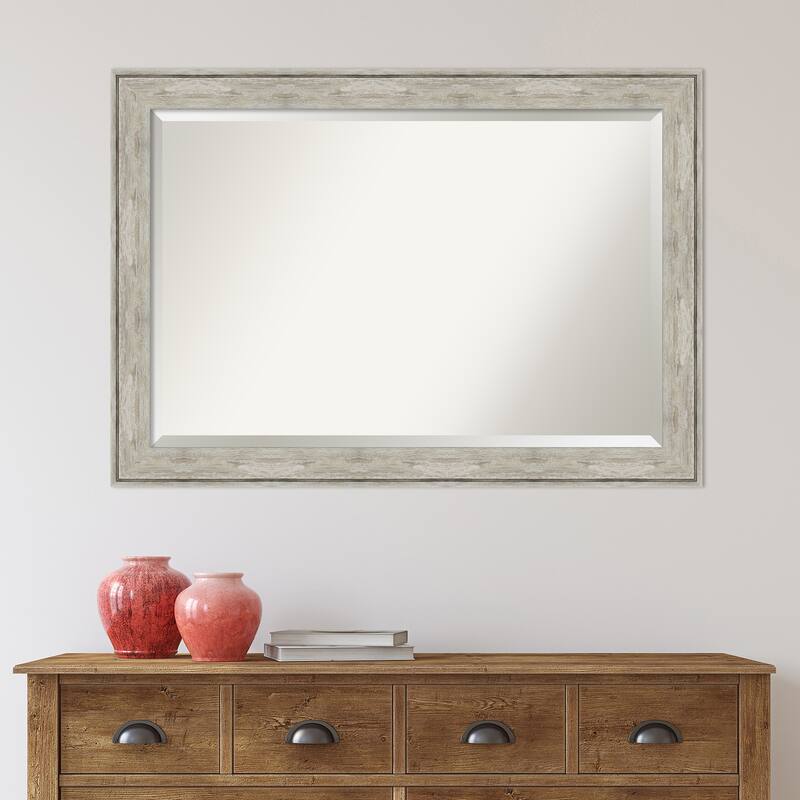 Beveled Wall Mirror - Crackled Metallic Frame - Crackled Metallic