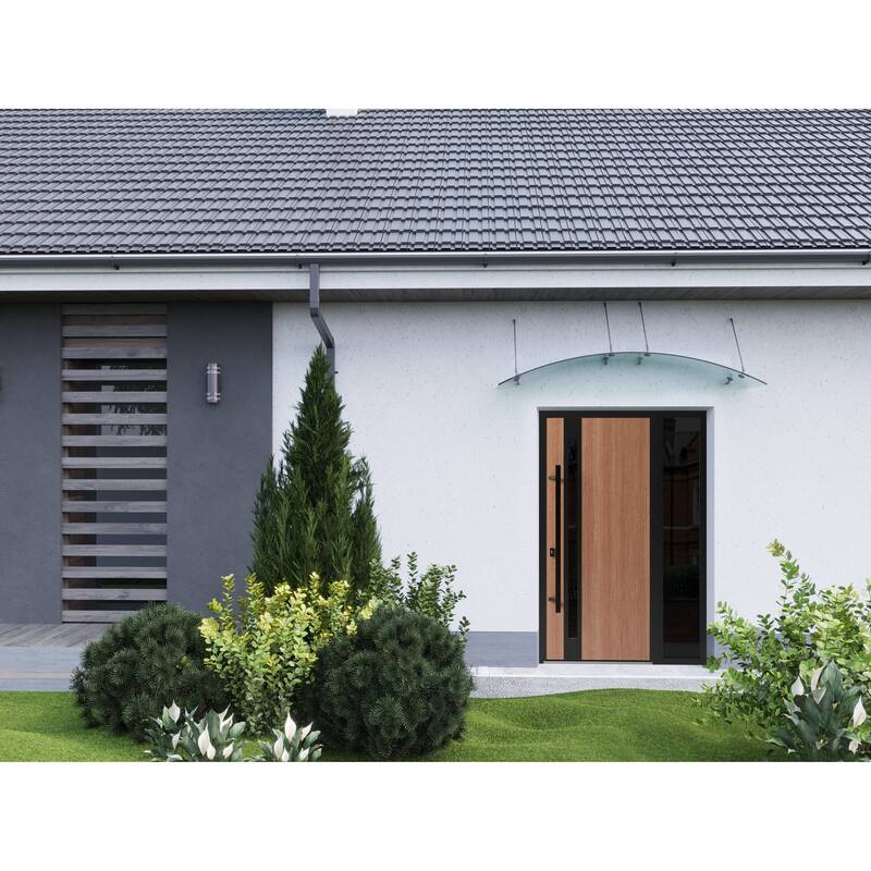 Front Exterior Prehung Steel Door Ronex 1033 Teak Entry Metal Painted W36xH80 Left hand Inswing