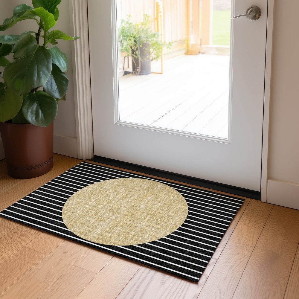 Machine Washable Indoor/ Outdoor Modern Sunrise Chantille Rug