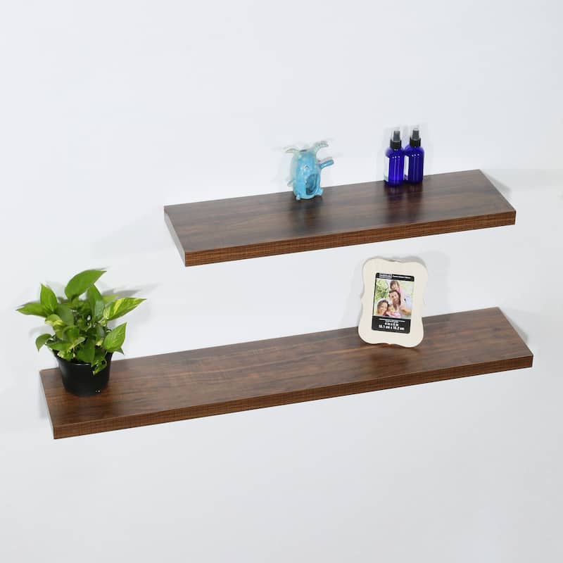Set of 2 Modern and Contemporary Antique Walnut Floating Shelf - 47.2*9.25*1.5 inches