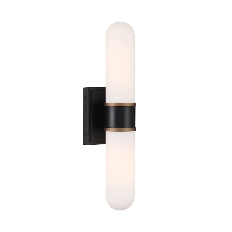 Crystorama Lighting Group CAP-8512 Capsule 2 Light 19" Tall LED Wall - Matte Black / Textured Gold