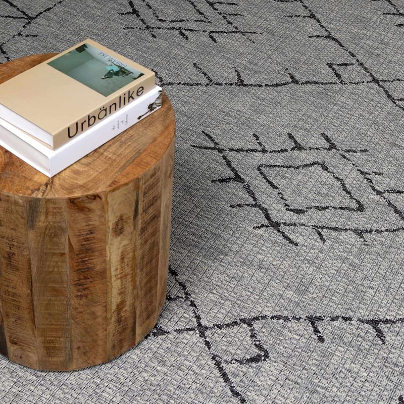Hauteloom Marwood Living Room, Bedroom Patio Outdoor Area Rug - Black, Charcoal, Taupe - 10' x 14'