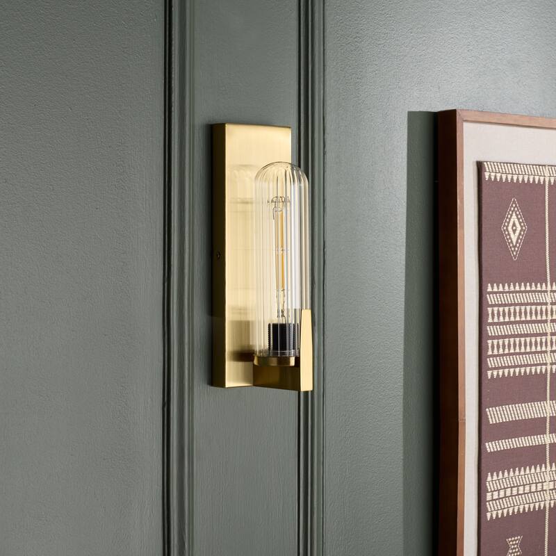 SAFAVIEH Couture Nicola, 5-inch, Metal/Glass Wall Sconce (Set of 2) - 4"W x 5"D x 13"H