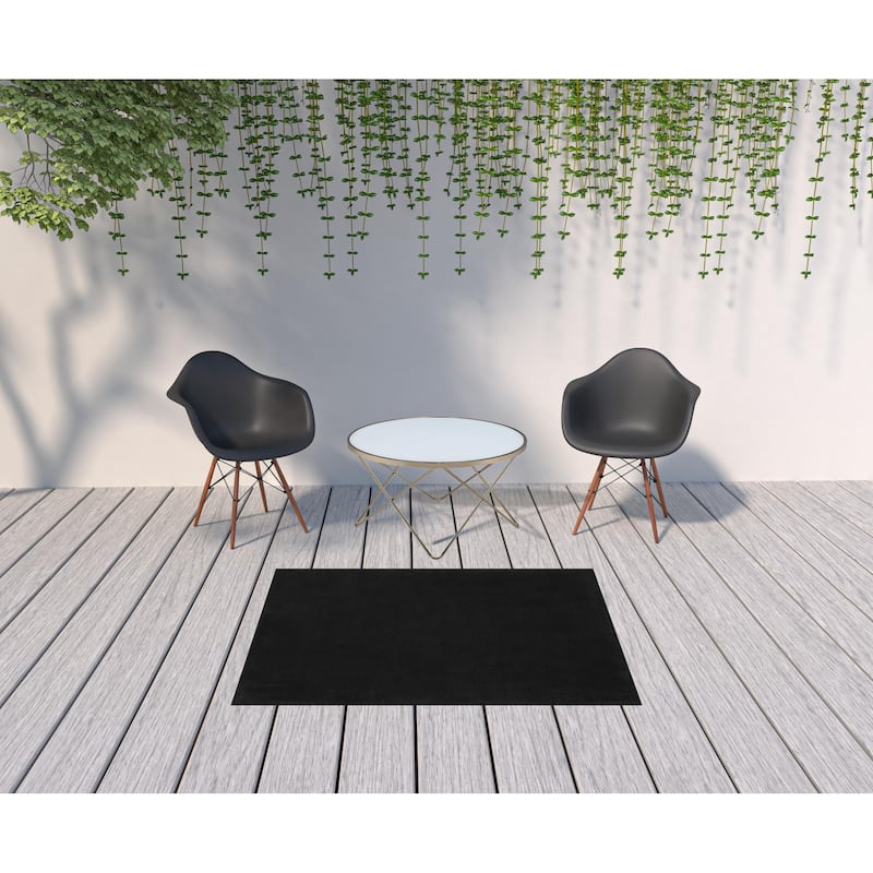 4' X 6' Black Non Skid Indoor Outdoor Area Rug - 6' x 7'