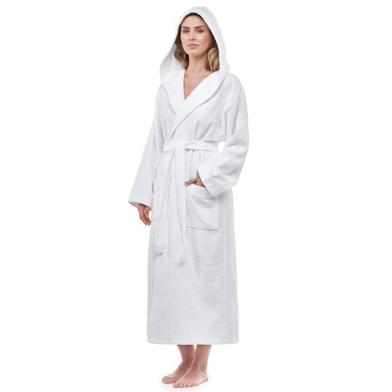 Soft Turkish Terry Cotton Women's Hooded Bathrobe