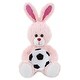 preview thumbnail 1 of 4, DolliBu Rose Gold Bunny Stuffed Animal with Soccer Ball Plush - 8 inches