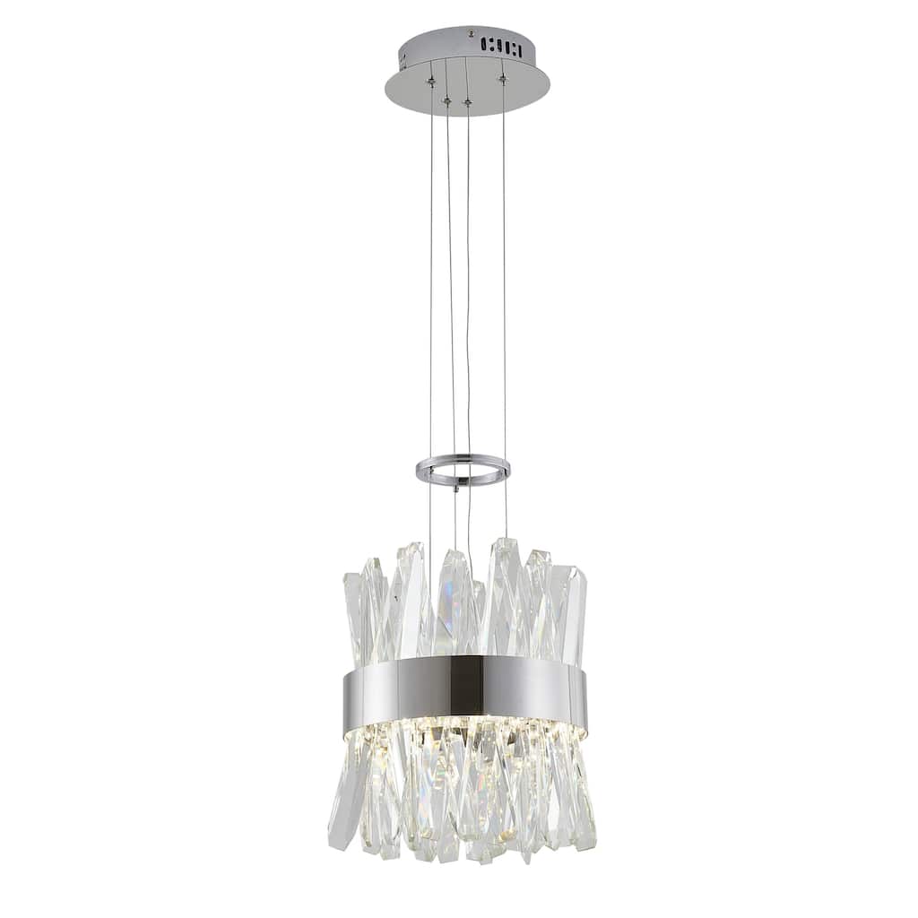 1 Light Chrome Stainless Steel LED Pendant With Crystal Accents
