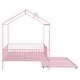 preview thumbnail 15 of 18, Full Size Metal House Bed with Fence, With Trundle