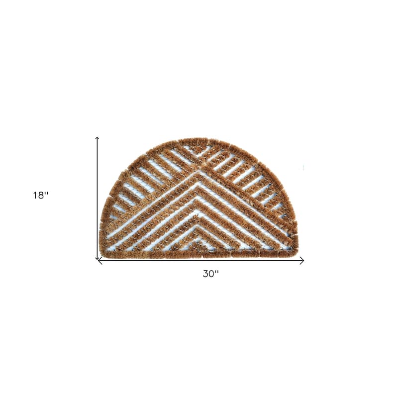 HomeRoots 18" X 30" Brown Coir Geometric Outdoor Semi Circle Door Mat - 18' X '30