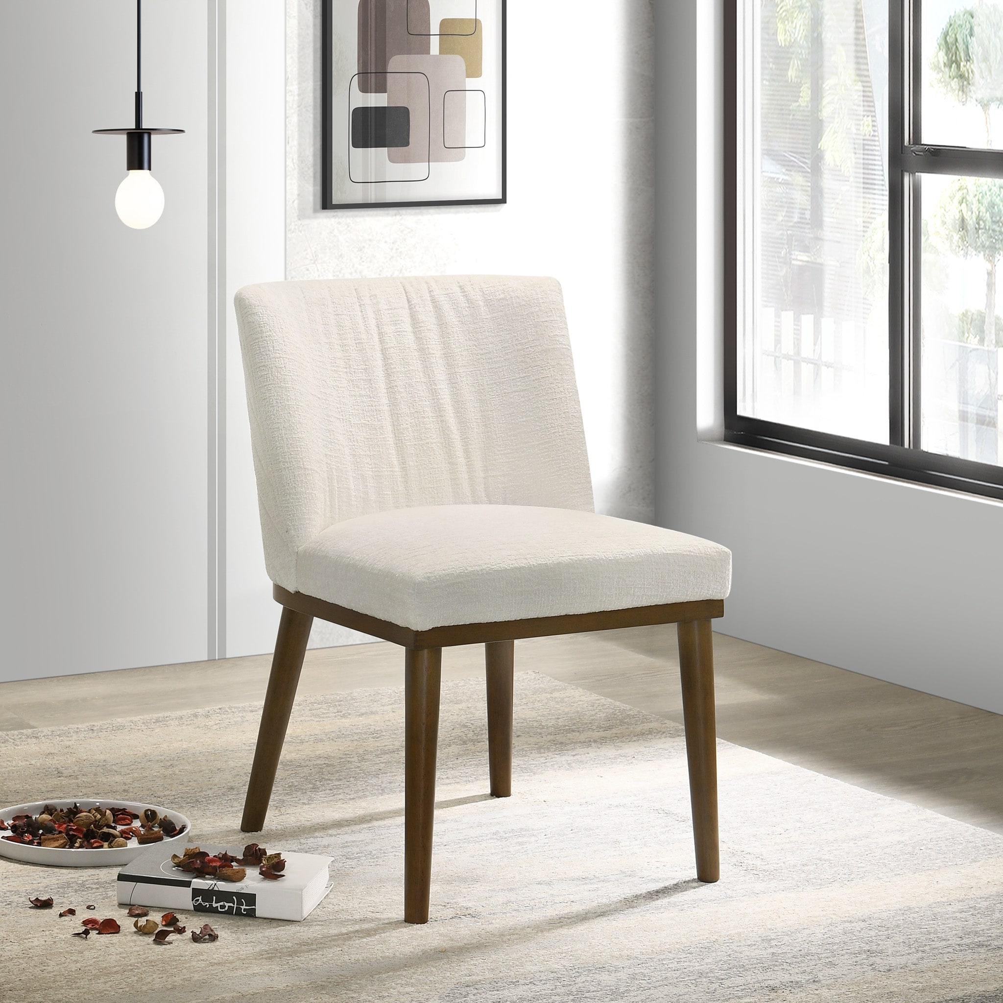 Dublinia Mid-Century Upholstered Fabric Dining Chair (Set of 2)