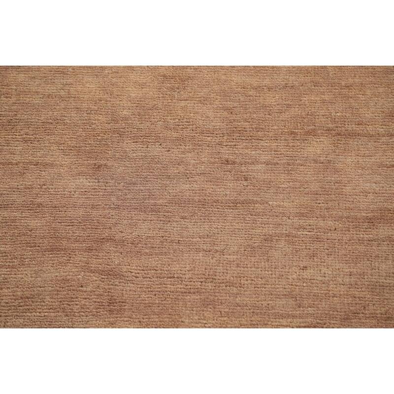 Gabbeh Modern Runner Rug Handmade Solid Brown Wool Carpet - 3'0"x 10'1"