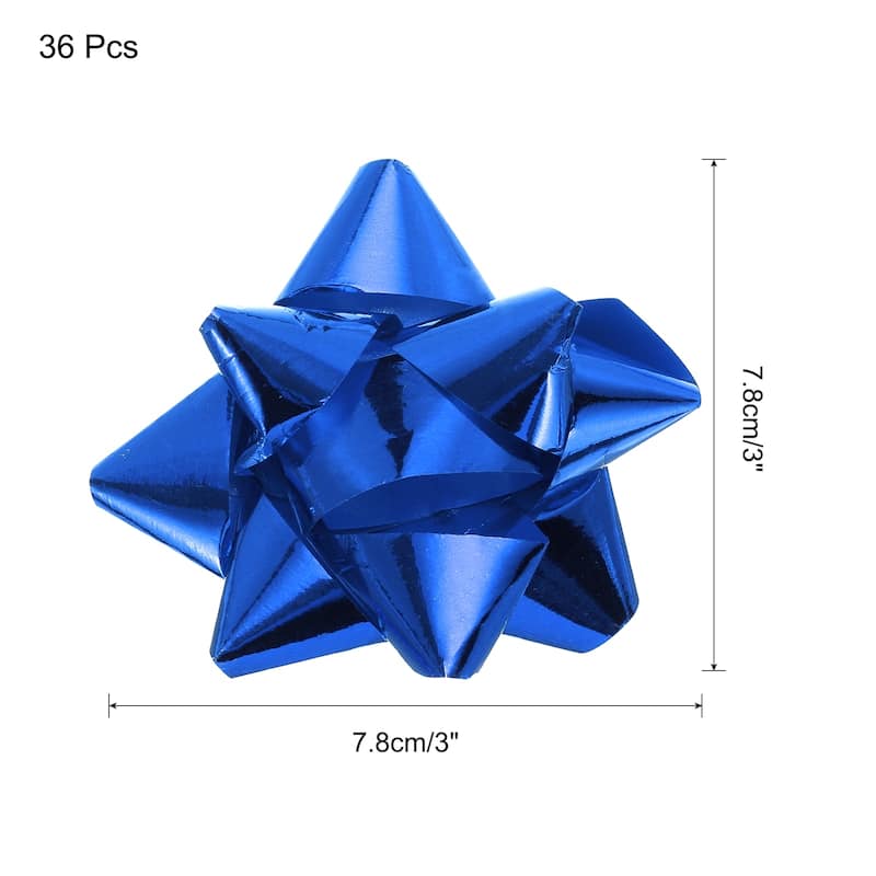 36pcs 3" Mini Star Gift Bows Metallic Christmas Bows for Gift Wrapping - Blue