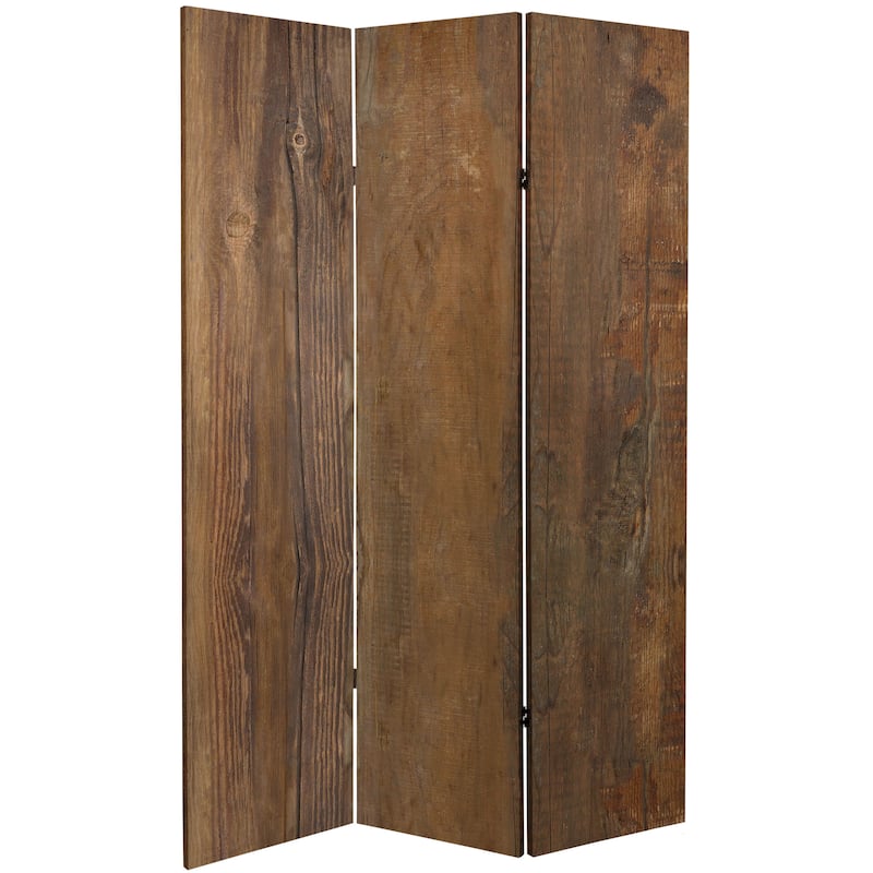 6 ft. Tall Double Sided Wood Grain Canvas Room Divider