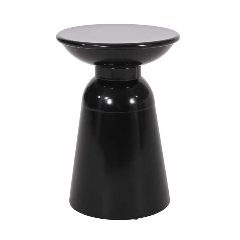 15 in. Black Round Metal End Table with Pedestal Base