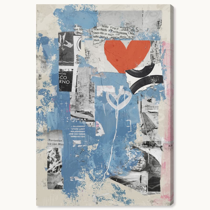 Wynwood Studio Canvas Abstract Love on the fly Blue Modern & Contemporary Wall Art Canvas Print