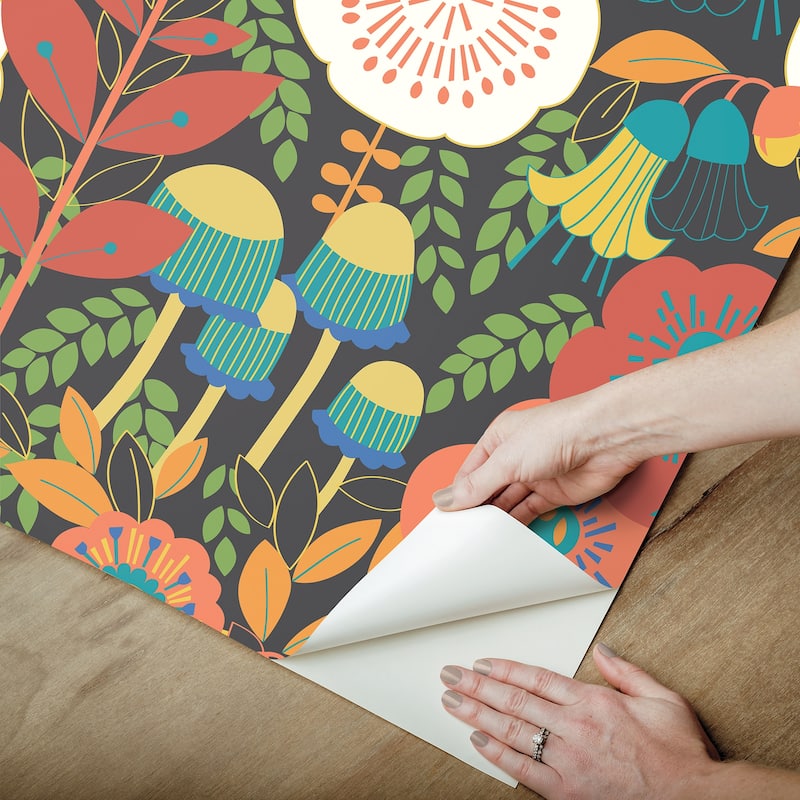 Megan Carter Dream Garden Dark Brown Peel and Stick Wallpaper