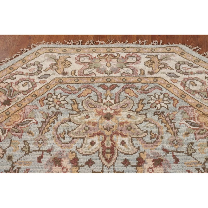 Heriz-Serapi Oriental Octagon Area Rug Handmade Wool Carpet - 6'0" x 5'11"