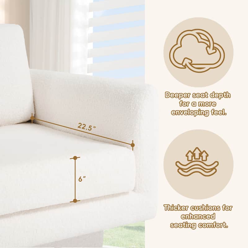 360°Swivel Accent Chair,Teddy Sherpa Round Armchair,Thick Padded Single Lounge Sofa,Upholstered Comfy Barrel Chair