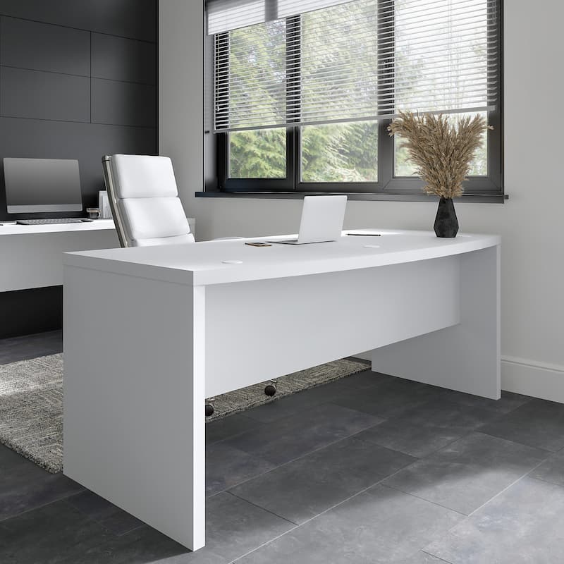 Echo 72W Bow Front Desk by Bush Business Furniture - Pure White