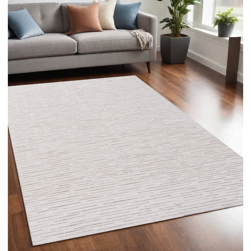 Dahoy Hand Tufted Traditional Modern Area Rug By HomeRoots - 93' X '60' X '0.2 - Cream/Onyx - Rectangle