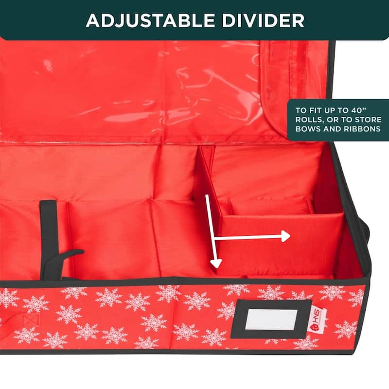 HOLDN' STORAGE Wrapping Paper Storage Container, Fits 27 Rolls Gift Wrap, Extra Pockets for Ribbons & Bows, Underbed Storage