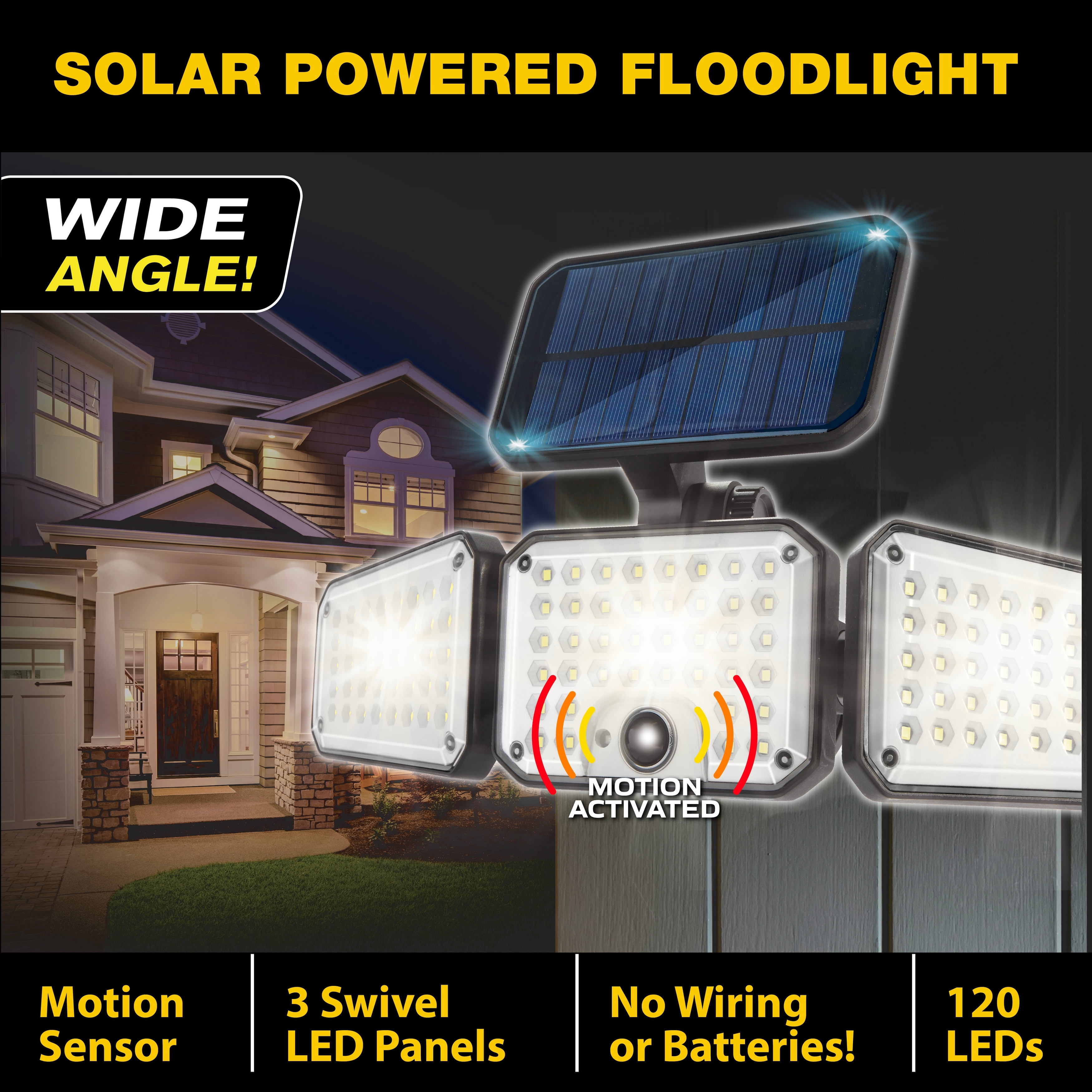 Bell and Howell Bionic Floodlight Max Solar LED Light Motion Activated