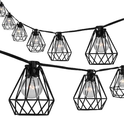 10-Light Indoor/Outdoor 10 ft. G40 Diamond Cage String Lights by JONATHAN Y