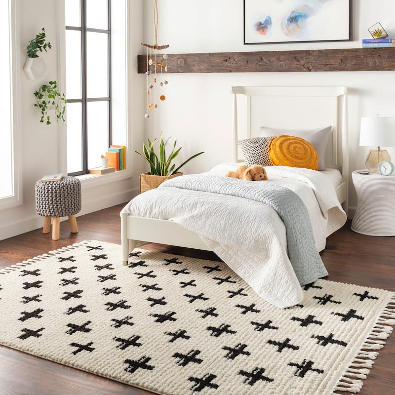Mr. Kate Tess Bold Boho Plush Area Rug - 6'7" x 9' - Cream/Black