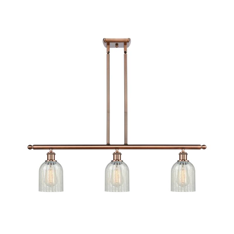 Innovations Lighting Caledonia 3 Light 36" Wide Linear Chandelier - Antique Copper / Mouchette