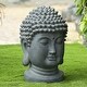 preview thumbnail 2 of 5, Grey Buddha Head Garden Outdoor Statue
