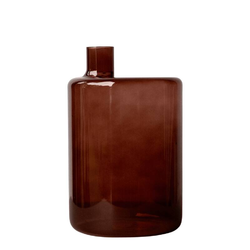 Extra Large Glass Bottle Vase with Pipe Mouth - 8.25" - Red