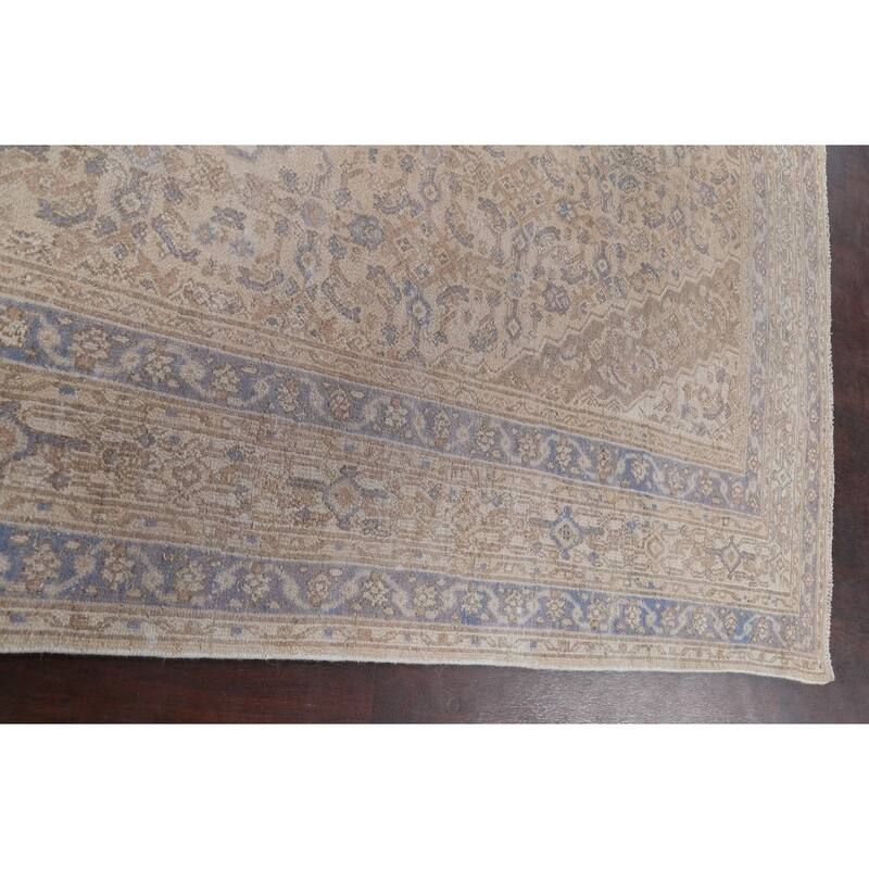 Vintage Distressed Geometric Hamedan Persian Area Rug Wool Handmade - 6'11" x 9'11"
