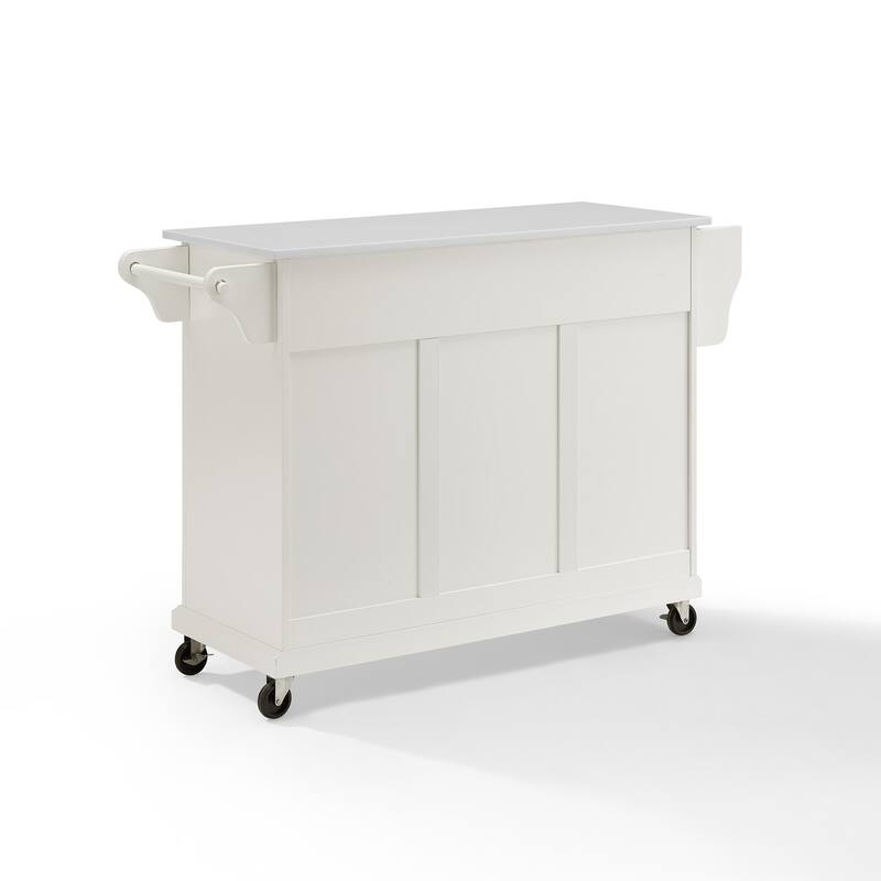Kitchen Cart with Granite Top - Full Size Rolling Utility Island - Modern White Kitchen Storage
