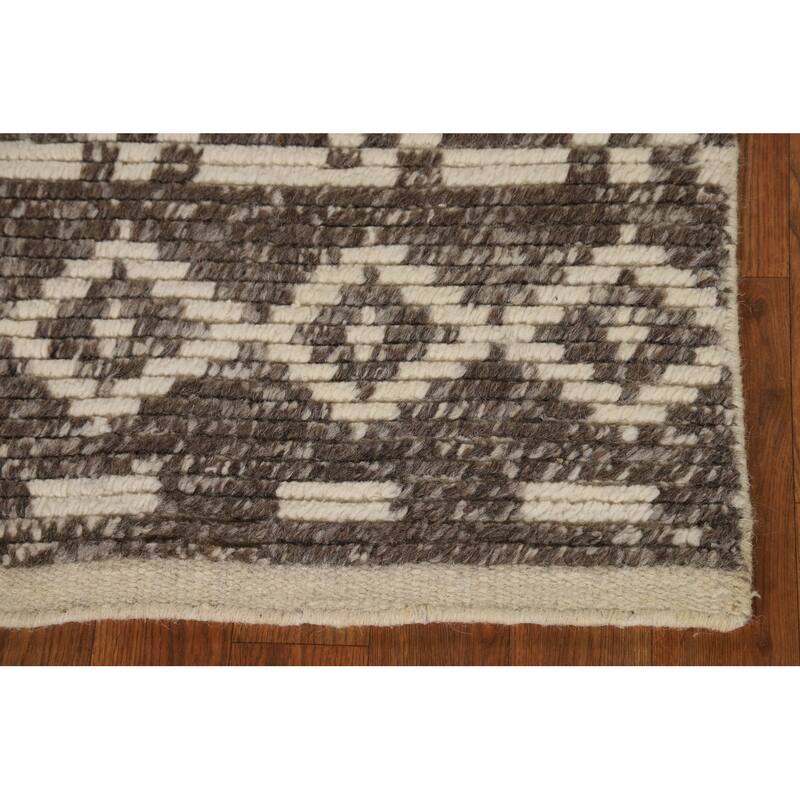 Striped Moroccan Oriental Rug Hand-Knotted Foyer Wool Carpet - 2'0"x 3'0"