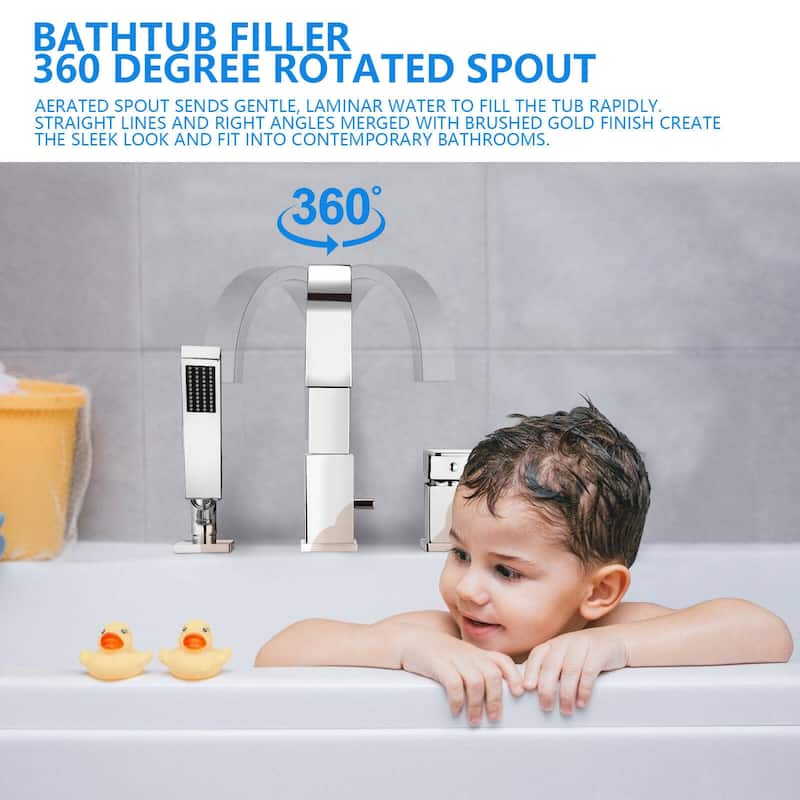 Single Handle Deck Roman Tub Faucets/Filler with Handheld Shower