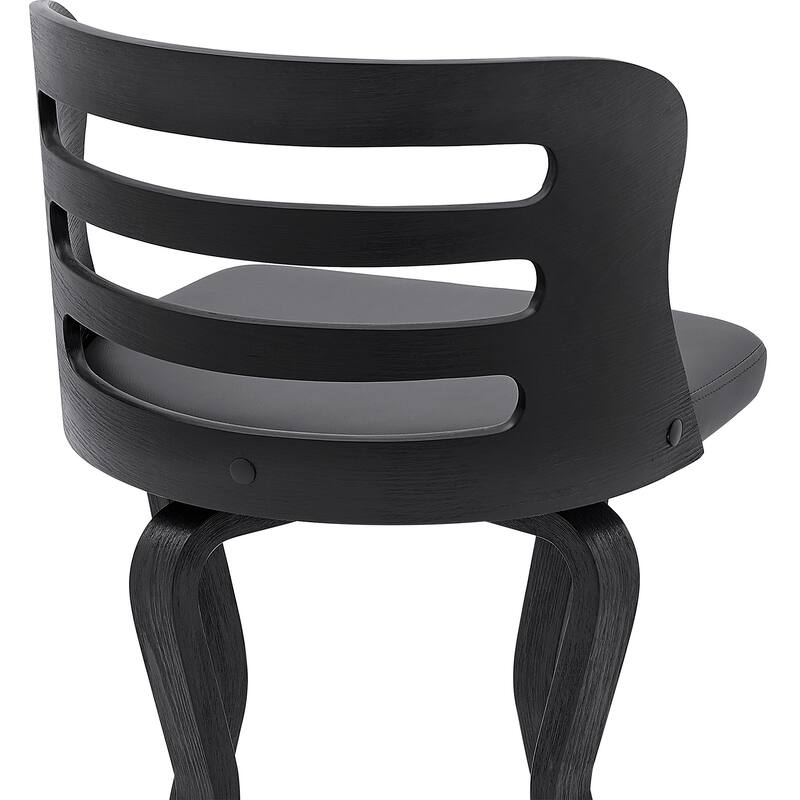 Faux Leather Swivel Bar Stool with Low Back and Footrest